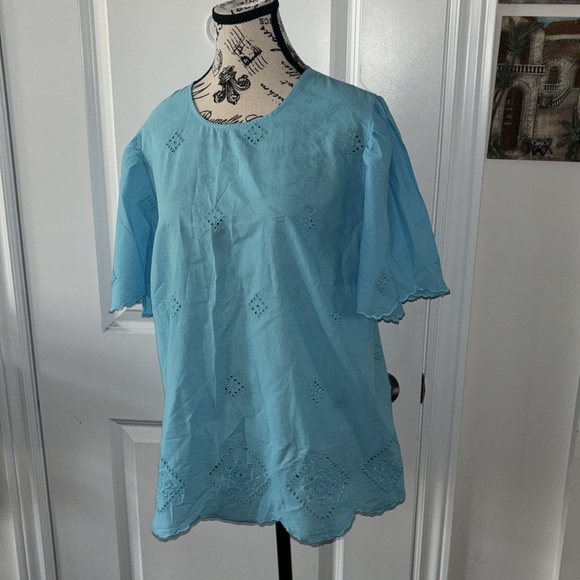 Tu Women Cotton Blue Blouse - Picture 4 of 7
